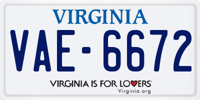 VA license plate VAE6672