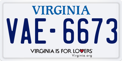 VA license plate VAE6673