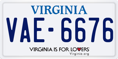 VA license plate VAE6676