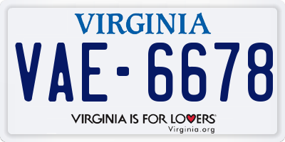 VA license plate VAE6678
