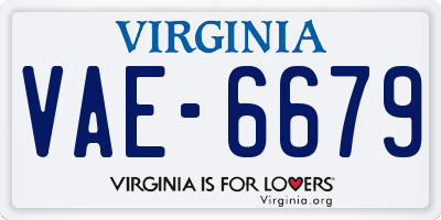 VA license plate VAE6679