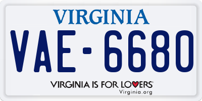 VA license plate VAE6680