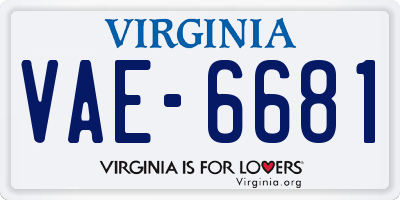 VA license plate VAE6681