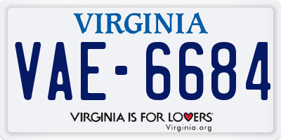 VA license plate VAE6684
