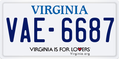 VA license plate VAE6687