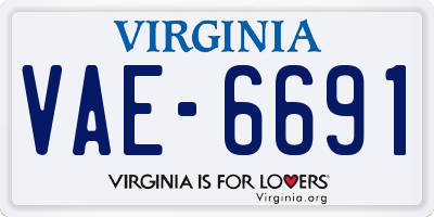 VA license plate VAE6691
