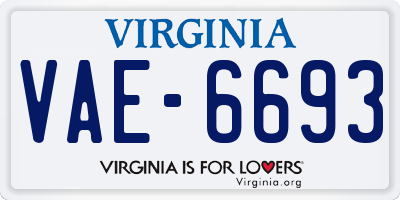 VA license plate VAE6693