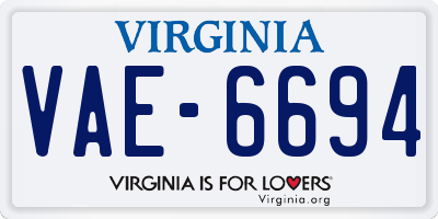 VA license plate VAE6694