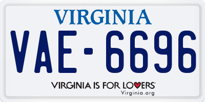 VA license plate VAE6696
