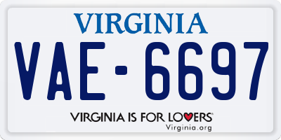 VA license plate VAE6697