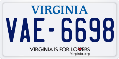 VA license plate VAE6698