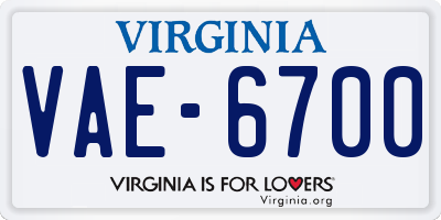 VA license plate VAE6700