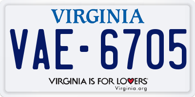 VA license plate VAE6705