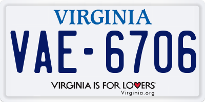 VA license plate VAE6706