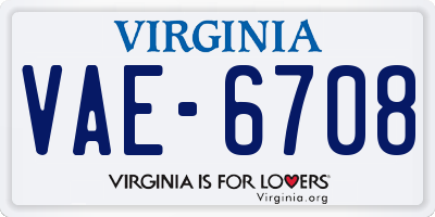 VA license plate VAE6708