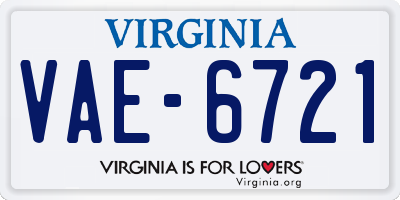 VA license plate VAE6721