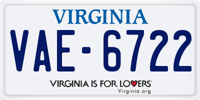 VA license plate VAE6722