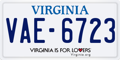 VA license plate VAE6723