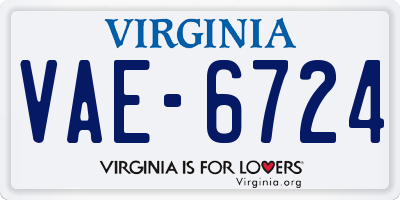 VA license plate VAE6724