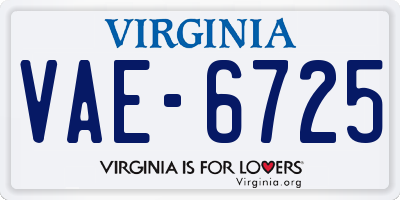 VA license plate VAE6725