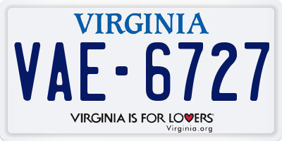 VA license plate VAE6727