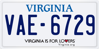 VA license plate VAE6729