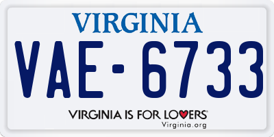 VA license plate VAE6733