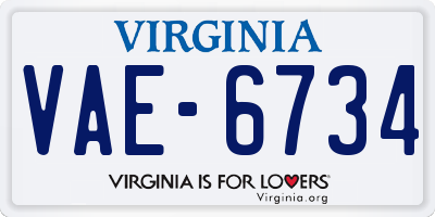 VA license plate VAE6734