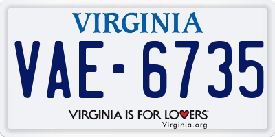VA license plate VAE6735