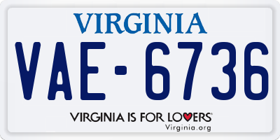 VA license plate VAE6736