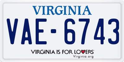 VA license plate VAE6743