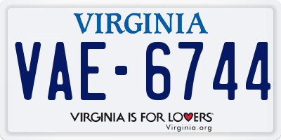 VA license plate VAE6744
