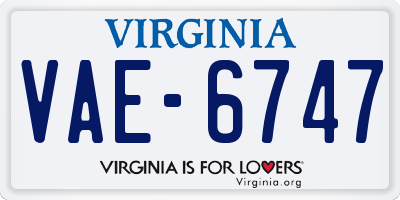 VA license plate VAE6747