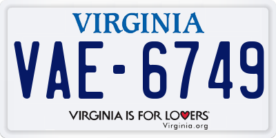 VA license plate VAE6749