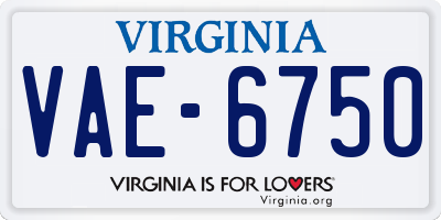 VA license plate VAE6750