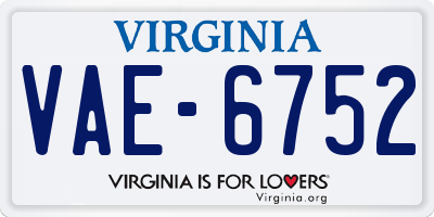 VA license plate VAE6752
