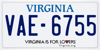 VA license plate VAE6755