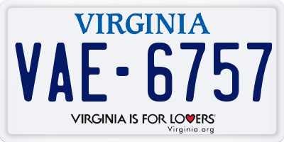 VA license plate VAE6757
