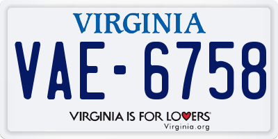 VA license plate VAE6758