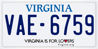 VA license plate VAE6759