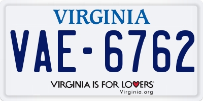 VA license plate VAE6762