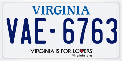 VA license plate VAE6763
