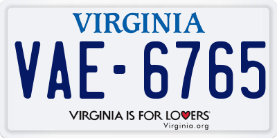 VA license plate VAE6765