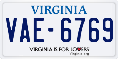VA license plate VAE6769