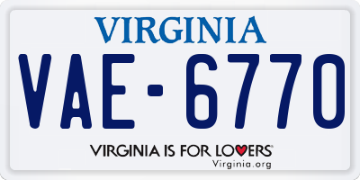 VA license plate VAE6770