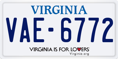 VA license plate VAE6772