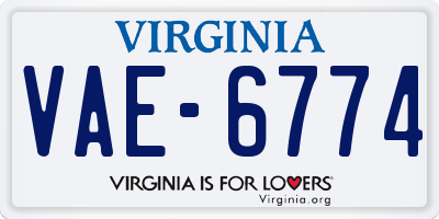 VA license plate VAE6774