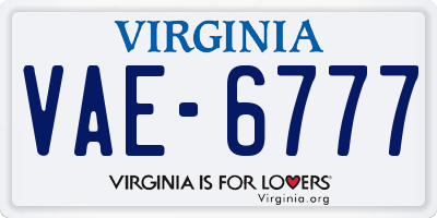 VA license plate VAE6777