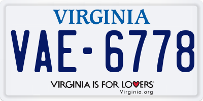 VA license plate VAE6778
