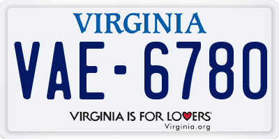 VA license plate VAE6780